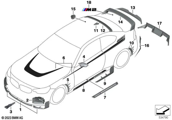 Caperuza de cubierta carbono derecha OEM 51168075066 para BMW G20, G80 M3, G42, G87 M2, G82 M4, G26 i4… y más. Original BMW.