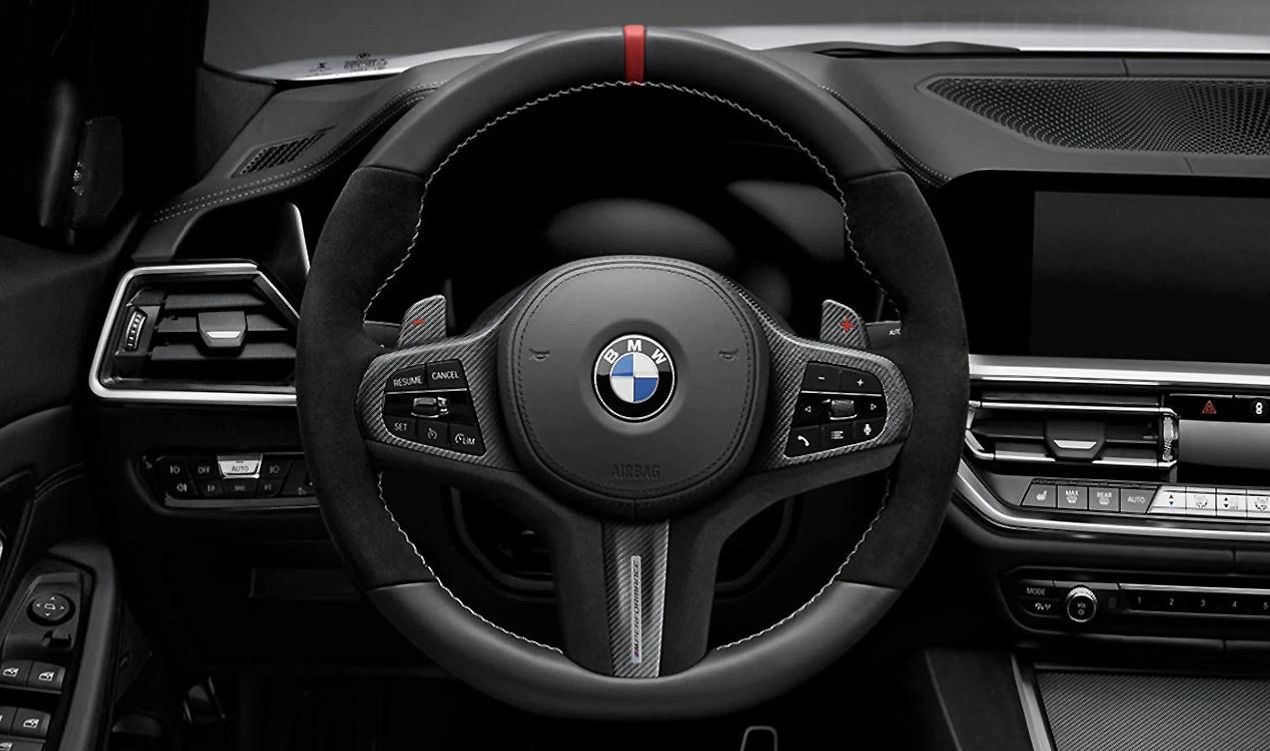 Volante deportivo M Performance con levas OEM 32302462906 para BMW F40, F44, G20, G20N, G21, G21N, G28, G28N, G22, G23, G26, G26E, G29. Original BMW.