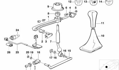 Pomo de cambio de marchas OEM 25111221612 para BMW 3' E30, 5' E28, 5' E34, 6' E24, 7' E32, Z1 E30. Original BMW.