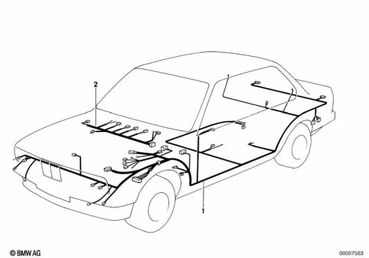 Kabelbaumabschnitt der Instrumentenbehörde für die BMW 3 E30 -Serie (OEM 6111138547). Original BMW.