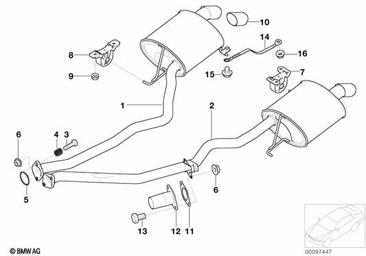 Finitura del tubo di scarico cromo per BMW E53 (OEM 18307549770). BMW originale.