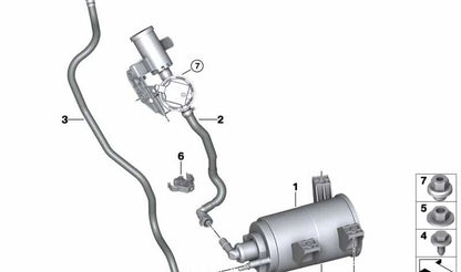 Tubo de ventilación con módulo de diagnosis de fugas OEM 16137404081 para BMW G01, G01N, F97, F97N, G02, G02N, F98, F98N, G08, G08N. Original BMW.