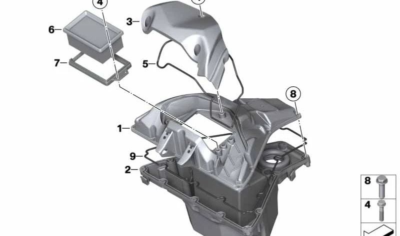 Caja del filtro de aire inferior OEM 13717696691 para motos BMW G 650 X (K15). Original BMW Motorrad.