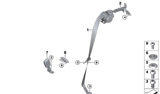 Cintura di sicurezza posteriore OEM 72117348565 per BMW I8 (I12). BMW originale.