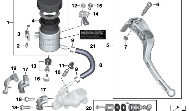 Set di freni a mano pistone 32727721293 per BMW S1000RR, HP4, S1000R ... e altro. BMW MOTORAD originale.