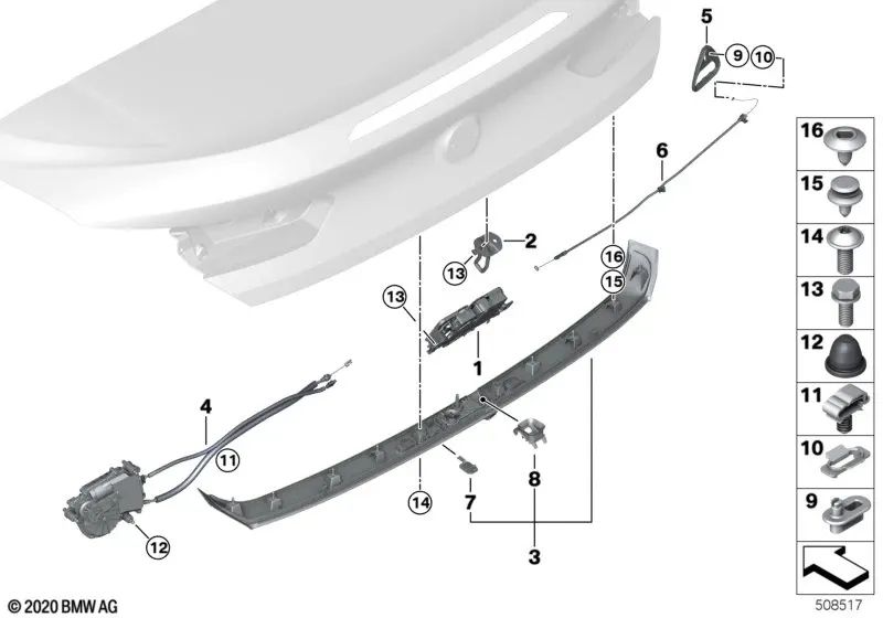 Closing assist for BMW F91, F92, F93, G14, G15, G16 (OEM 51247462715). Original BMW.