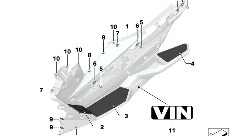 Superfície do pedal traseiro direito OEM 46638558586 para BMW Motorrad C 400 GT (K08). Originais BMW Motorrad.