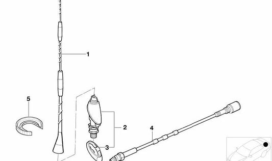 Suporte base da antena OEM 84518372087 para BMW E36. BMW original.