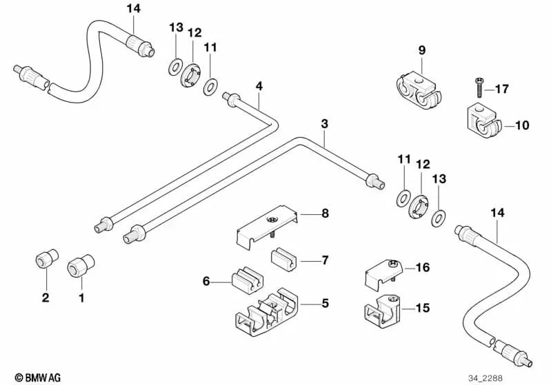 Tubería para BMW E34, E38 (OEM 34326755679). Original BMW.