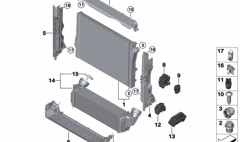 Suporte ao módulo direito para BMW X5 E70, F15, X6 E71, F16 (OEM 17118572189). BMW original