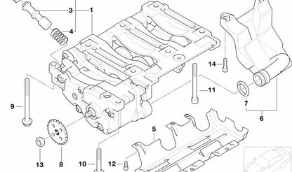 Tornillo Torx M8x100 OEM 11277505696 para BMW E81, E82, E87, E88, E46, E90, E91, E92, E93, E60, E84, E85. Usado en bomba de aceite y equilibrado del motor. Original BMW.
