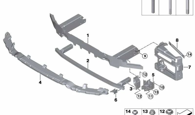 Soporte delantero OEM 51117469880 para BMW X3 G01, G08 y X4 G02. Pieza original BMW.