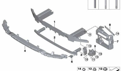 Soporte delantero OEM 51117469880 para BMW X3 G01, G08 y X4 G02. Pieza original BMW.
