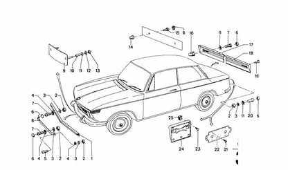 Soporte metálico para matrícula OEM 51181816901 para BMW E30. Pieza original BMW.