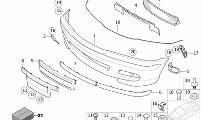 Revestimiento del parachoques delantero imprimado para BMW Serie 3 E46 (OEM 51117893328). Original BMW