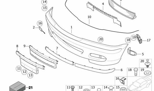 Soporte de parachoques delantero OEM 51117893324 para BMW E46. Original BMW.