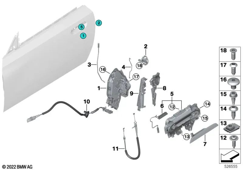 Left exterior door handle bracket for BMW G42, G87, G26 (OEM 51215A25811). Original BMW.