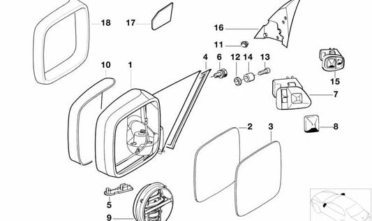 Linksheizung Elektrischer Rückspiegel für BMW E36 (OEM 51168144407). Original BMW