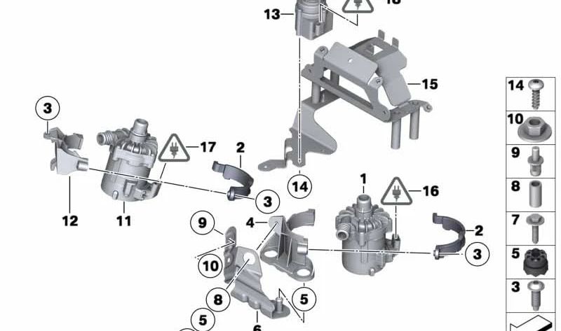 Bomba auxiliar de refrigerante OEM 11515A36579 para BMW E72. Original BMW.