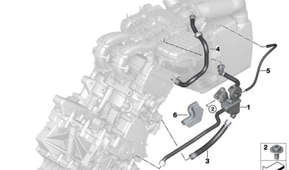 Tubo de retorno de aceite OEM 11158545789 para BMW i3 (I01, I01N). Compatible con sistema de ventilación del cárter. Original BMW.