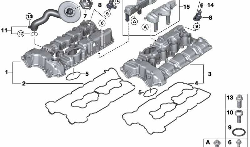 Cubierta de Culata para BMW F07, F10, F11, F12, F13, F01, F02, E70N, E71, E72 (OEM 11127588545). Original BMW