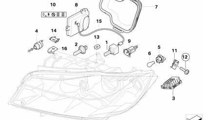 Caperuza faro Xenon derecho OEM 63117159569 para BMW Serie 3 E90, E91. Original BMW.