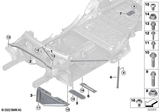 Heck -Tunnel -Verbindungsunterstützung für BMW 1 F40 -Serie, Serie 2 F44, F45, F45N, F46, F46N, U06, X1 F48, F48N, F49, U11, X2 F39 (OEM 51717497302). Original BMW