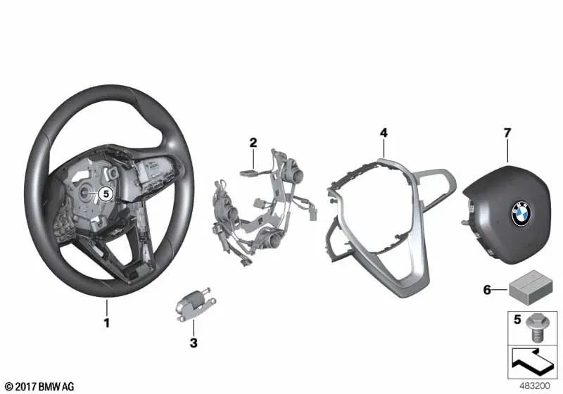 Steering Wheel Connection Cable for BMW X3 G01, G01N, G08, X4 G02, G02N (OEM 32306884319). Original BMW.