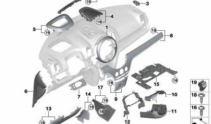 Perfil decorativo iluminado lado conductor Piano Black OEM 51459350473 para MINI Countryman F60. Original MINI.