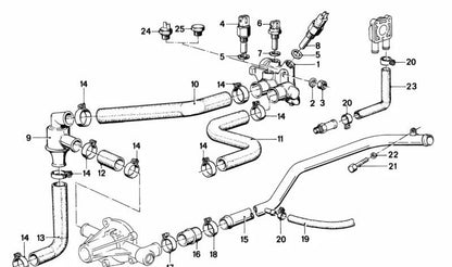 Manguera de agua OEM 11531705566 para BMW Serie 3 (E30), Serie 5 (E28). Original BMW.