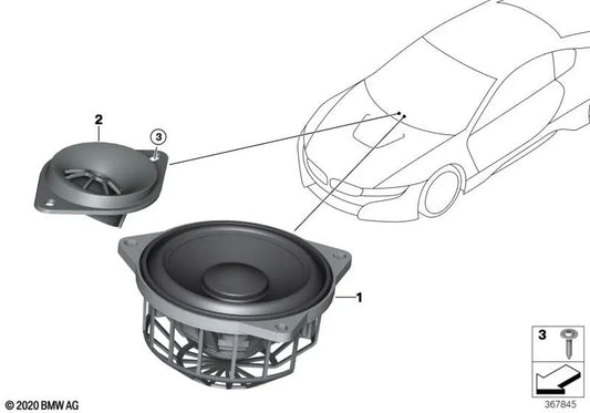 Haut-parleur stéréo / HIFI Mid-Range pour BMW F20, F21 Series 2 F22, F23, F87 I12, I15 (OEM 65139804157). BMW d'origine