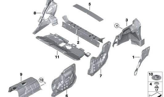 Aislante acústico suelo trasero OEM 51487323076 para BMW F45, F48 y MINI F60 (todos los modelos compatibles). Original BMW y MINI.