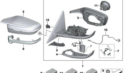 Primed Exterior Mirror Cap for BMW G42, G87, G20N, G21N, G80, G81, G23N, G26, G82, G83 (OEM 51169500712). Original BMW.
