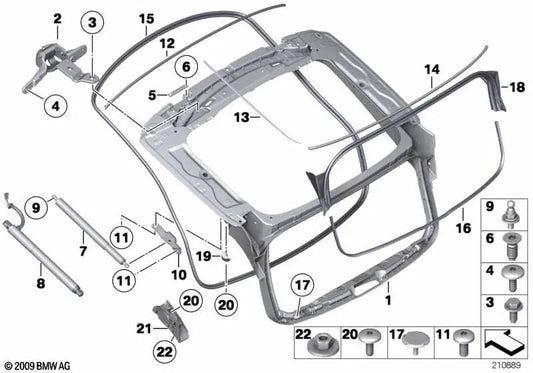 Bisagra portón trasero izquierda para BMW F07, F07N (OEM 41007233587). Original BMW.