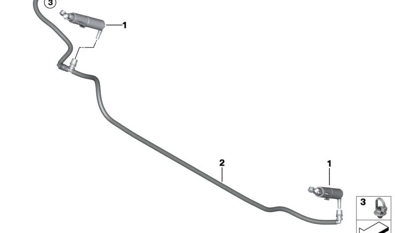 Tubería del sistema de lavado de faros para BMW X3 F25, X4 F26 (OEM 61677357005). Original BMW
