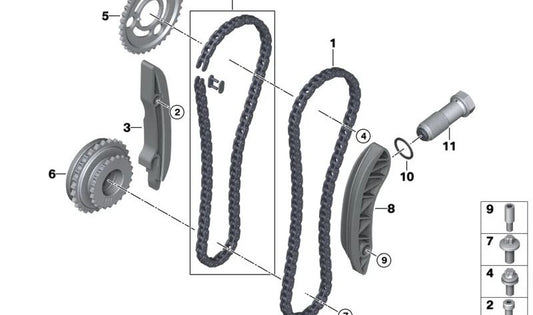 OEM distribution chain 11318475185 for BMW F10, F11, G30, G31, F01, F02, G11, G12, E70, F15, G05, E71, F16, G06, G07. Original BMW.