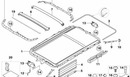 Canaleta de drenaje trasera OEM 54107130992 para BMW E83. Original BMW.