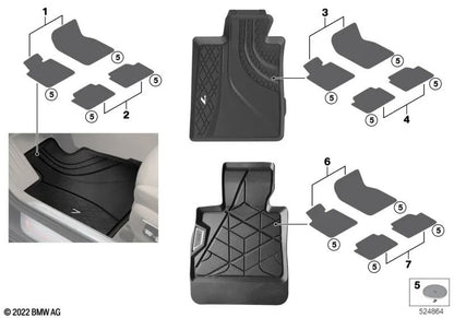 Alfombrillas allwetter traseras para BMW G70 (OEM 51475A56C43). Original BMW