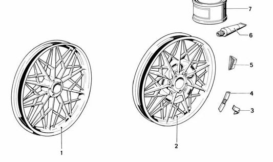 Pneumatici posteriori 18 "Silver OEM 36311242734 per BMW {E31, E32, E34, E38, E39, E52, E60, E61, E63, E64, E65, E66, E67, E85, E86}. BMW originale.