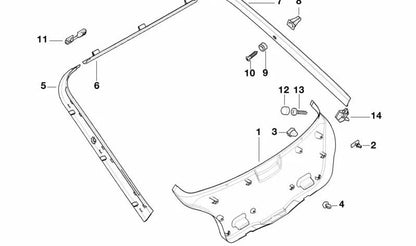 Evelolecedora Cover grau Farbe OEM 51168191949 für BMW E36 {320i, 323i, 325i, 328i, M3, 316i, 318i, 318is, 318tds, 325td, 325tds}. Original BMW.