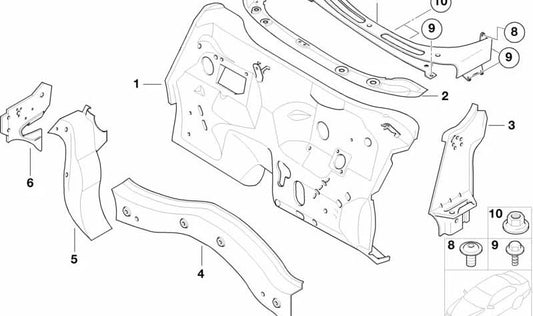 Cubierta inferior del parabrisas OEM 41137035417 para MINI R50, R52, R53. Pieza original MINI.