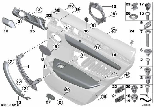 Verzierer rechts Leder -Schließanfall für BMW F25, F26 (OEM 51417258788). Original BMW
