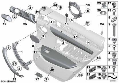Embellecedor de puerta aluminio pulido izquierda para BMW F25, F26 (OEM 51417485947). Original BMW.