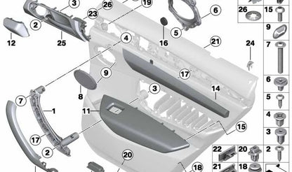 Panel protector de puerta de madera Fineline derecho OEM 51417367222 para BMW X3 F25, X4 F26. Original BMW.