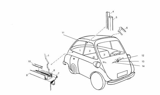 OEM 51360035237 SIGNIFICAZIONE DELLA FINESTRA per BMW E30 (316, 318, 320, 323, 325). Sostituzione BMW originale.
