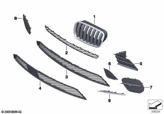 Faixa decorativa esquerda para BMW E70N (OEM 51118056785). BMW original