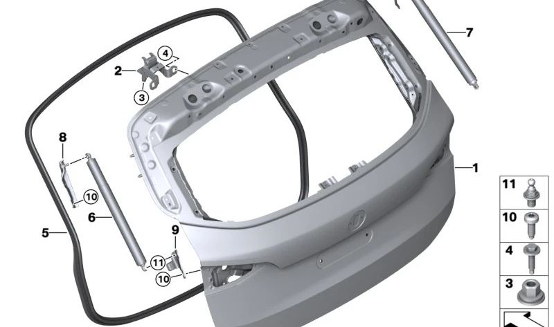 Brazo de suspensión inferior derecho OEM 51248494166 para BMW U06. Original BMW.