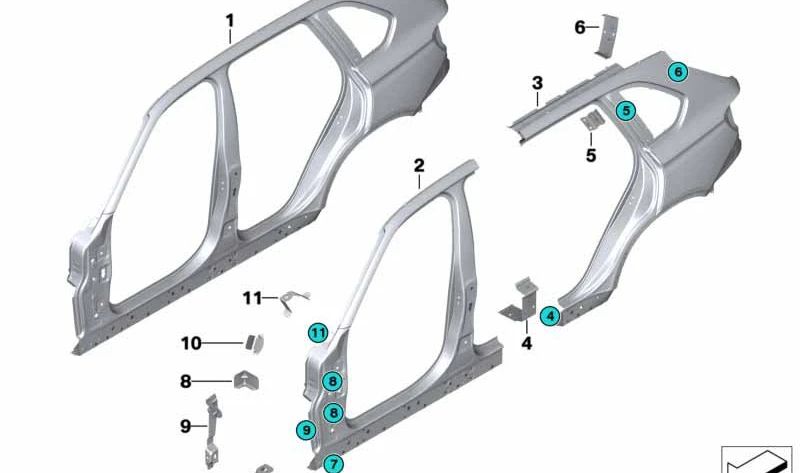 Painel lateral esquerdo para BMW F16, F86 (OEM 41217352037). BMW original