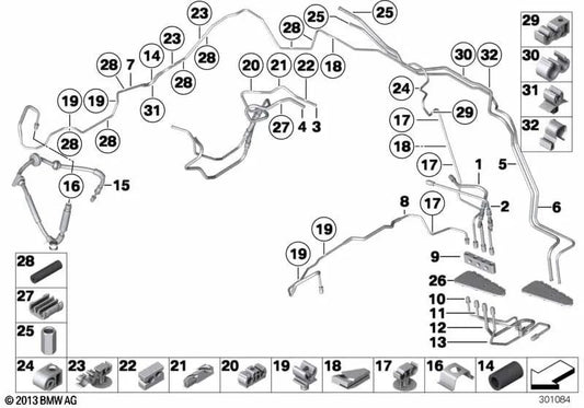 BMW Pipe 5 F07, F10, F11, F18, F18N Série 6 F06, F12, F13 Série 7 F01, F02, F04 (OEM 3432675112). BMW original