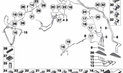 Tubería de freno OEM 34326775112 para BMW F07, F10, F11, F06, F12, F13, F01, F02, F03, F04, Ghost RR4. Original BMW.